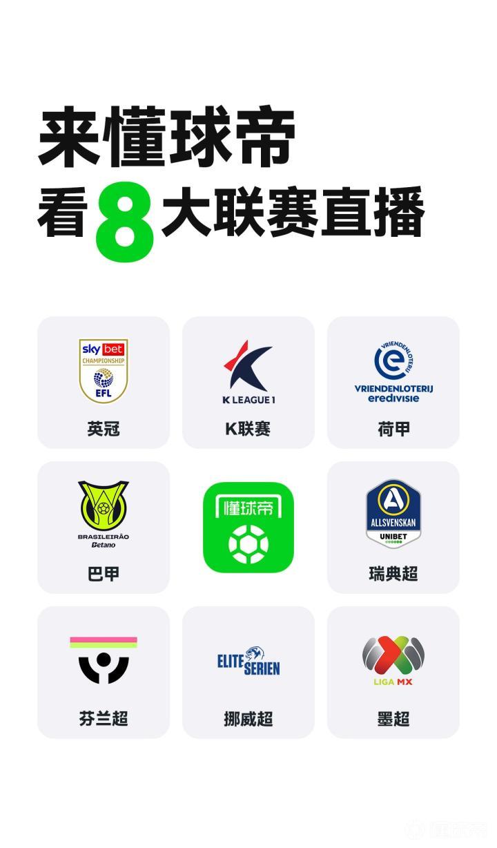 官方：懂球帝购买了8个联赛版权，观众可以免费观看直播